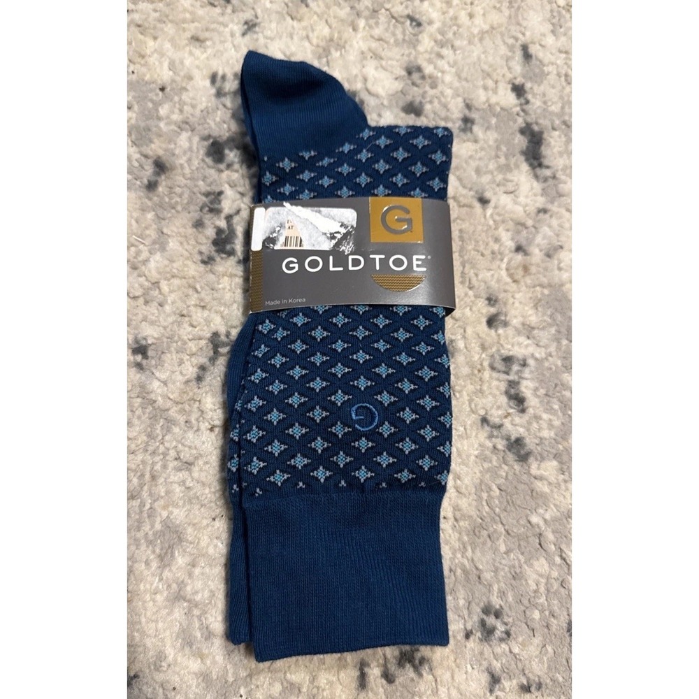 Goldtoe Mens Dress Socks Sz 10-13 Blue New